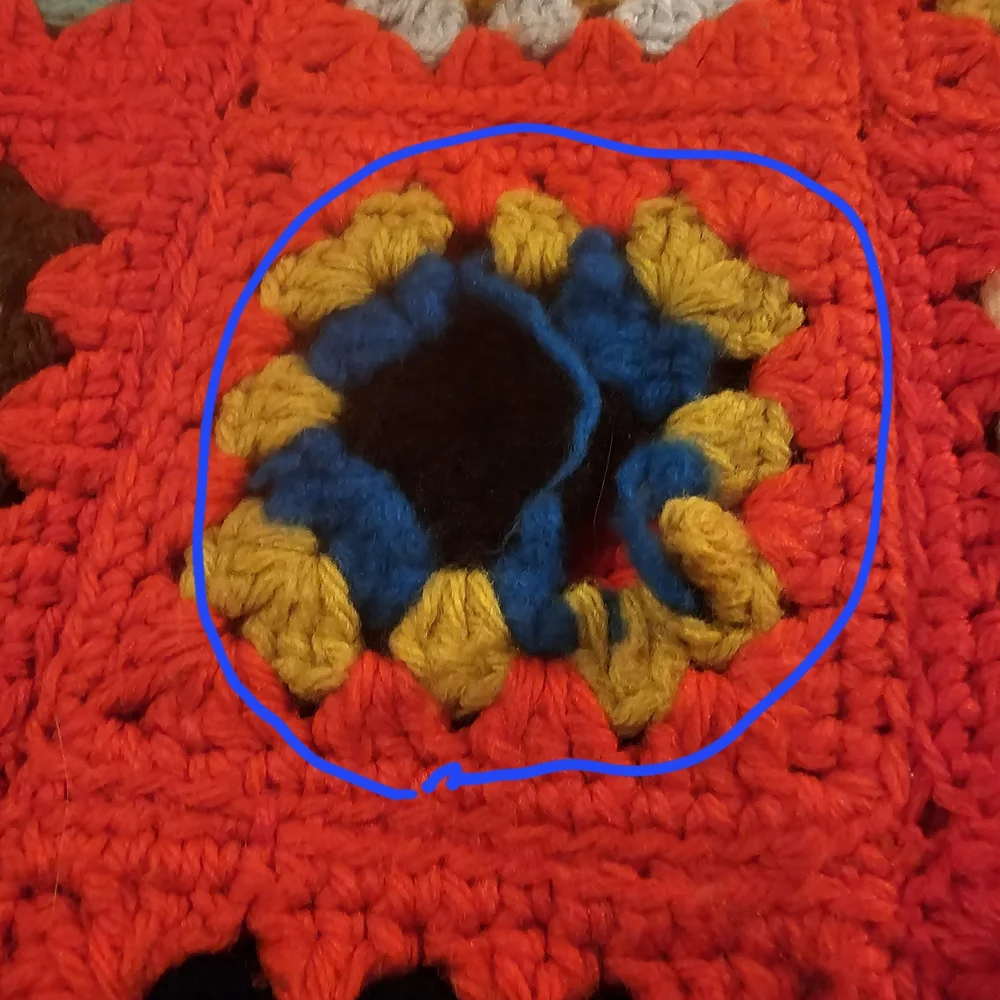 Handmade Crochet Cardigan Sweater XL Granny Square Vintage Red Multicolor - Picture 7 of 13